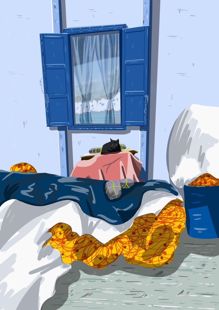 Sur le port, chat solitaire